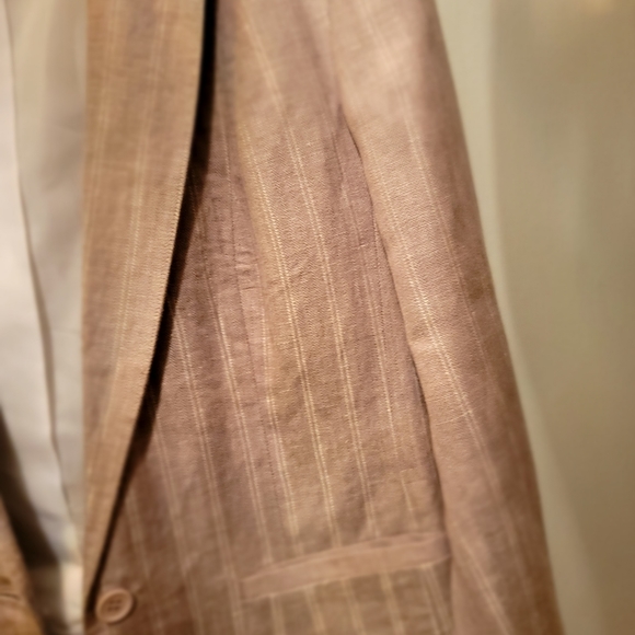 ID COLLECTION Linen Blazer, Size: 4, Color: Tan and striped cream. - Picture 4 of 5
